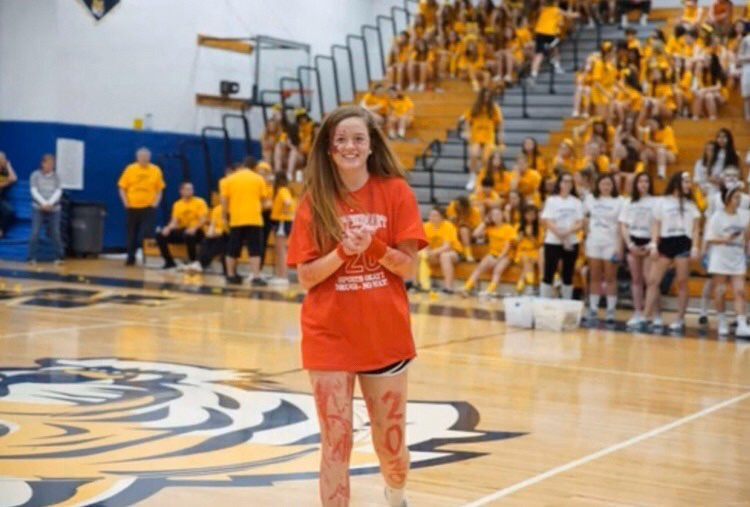 Senior Meghan Kropp shows her spirit during Battle of the Classes 2020